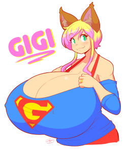 theycallhimcake:  Gigi wanted a quick bust commission, so here’s something for the big, (very) round titty kitty herself. 