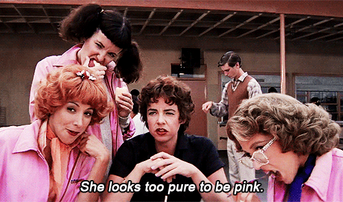 dontpanic-therecklessandthebrave:  missmarlenedietrich-deactivated:  Grease, 1978  Can I just get a hell yeah for the fact that Grease literally took the femininity associated with the colour pink and destroyed it with Rizzo. Is Riz a Pink Lady, with