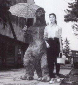 lulubonanza:  Godzilla with leading lady Momoko Kochi 1954 