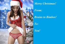   No new stuff until after Christmas, other than these cards.Meanwhile, if you want to give your favorite bimbofication caps Tumblr a nice Christmas present, you can always Tip Your Pornographer.   