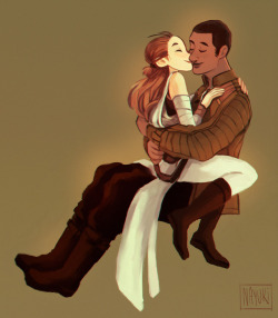 finnreyultd: A moment to themselves. Finn and Rey have some romantic quiet time! :) Drawn on commission by the wonderful @nayukiart! &lt;3