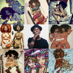 blacklorelei:  IG deleted this amazing artist’s page. Because eggplant friday is totally fine but artwork displaying beautiful brown women is too much. #bringbackmarkusprime  I feel their excuse lies in the nudity, not the fact that they are brown women.