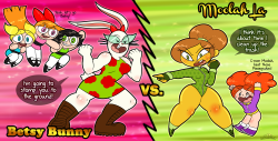 princesscallyie:   Finally finished that wip from a few weeks ago. It’s the Puffs imaginary friend (who I named Betsy Bunny) vs. Prinny’s imaginary friend Moolah La (fixed her name it was wrong before). I think it would be quite a match. dA link Art