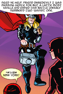 osheamobile:  worthythor:  arrives 15 minutes late to avenge with starbucks  a latte most vanilla 