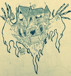 Day seven of Drawlloween! Today&rsquo;s theme was haunted house, so I drew this&hellip; Yeah.