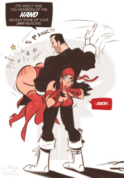  The Punisher And Elektra - Touche&hellip; - Cartoon Pinup Sketch  The Spankisher,