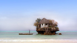 kushandwizdom:  odditiesoflife:  The Tiny Rock Restaurant in the Sea At beautiful Michanwi Pingwe Beach on Zanzibar’s coast in Africa is an incredibly unique restaurant. The restaurant is so small, it’s perched on a fossilized bed of coral located