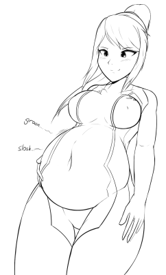 Samusâ€™s belly groans with the weight of her last meal.&mdash;&mdash;&mdash;&mdash;-September Patreon Sketch 1/5If youâ€™d like to stay up-to-date on my work, or get a sketch of your own, come check me out on Patreon!Links: - Patreon - Ekaâ€™s Portal