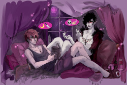 orchidvenom:  yknow when you have a casual vampire lord as a bestie you can hang out with and talk mess about werewolves with?these nerds are actually having a slumber party.while these nerds…