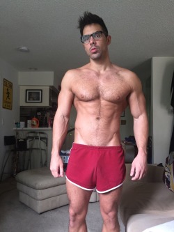 jeffyfuckingt:  Shot from earlier today rocking my house shorts and serial killer glasses. I’m jeffyeffingt on Instagram if you want to follow.