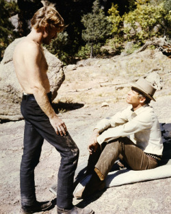  Robert Redford and Paul Newman on the set of Butch Cassidy and the Sundance Kid, 1969. 