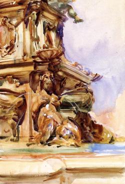 impressionism-art-blog:  The Great Fountain of Bologna via John Singer SargentSize: 36.83x53.34 cmMedium: watercolor