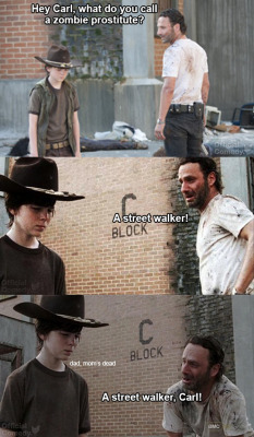kxsxy:  moartrees:  lookatwhattheyredoingtome:  Dad jokes brought to you by Rick Grimes  Im dead   Actual tears