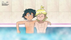 th3dm0n:  Ash Ketchum &amp; Clemont - Bath Time   © Names &amp; Characters are Copyrighted by Pokémon/Nintendo.No copyright infringement intended    