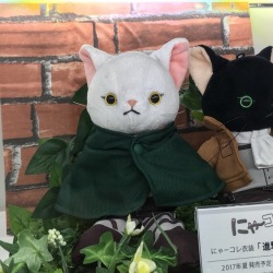 snkmerchandise: News: Shingeki no Kyojin x Broccoli Nyaa~ Costumes Original Release Date: July 2017Retail Price: 2,100 Yen each A first look at the upcoming Survey Corps cape &amp; Levi uniform outfits for Broccoli’s Nyaa~ Costumes at AnimeJapan 2017!