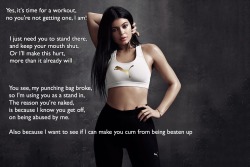 d-y-l-d-o-m:  Kylie Jenner, celeb femdom caption, (pain, workout, abuse, celebdom)