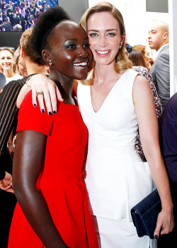 emilyblunt-news: Lupita Nyong'o and Emily Blunt pose Backstage after the Christian Dior show as part of Paris Fashion Week Haute Couture Fall/Winter 2015/2016 on July 6, 2015 