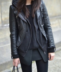 justthedesign:  All Black Leather Jacket