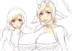 I&rsquo;m going to try to get my stuff together tomorrow for streaming but this is what I&rsquo;ve been working on a bit for today nelonewolffe&rsquo;s OC (PLUS SIZE COW GIRL OMG) with Mizuho Kazami based off this figure should be done tomorrow! I WUV