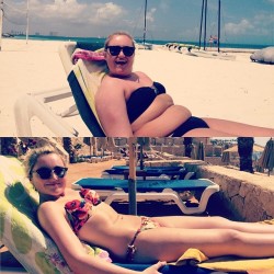 bikini-season-determination:  p-lyddy:  look a bit different in the ol’ bikini this year! ☀️👙 Cancun April 2013 - Sharm El Sheikh March 2014  #weightloss #fitness   Wowwww