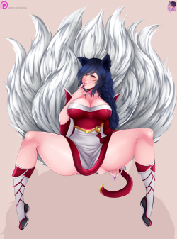 Finished Ahri from League of Legends !   ヽ(๏∀๏ )ﾉ  High-res   versions (Traditional/ Bikini/ Nude/ Lingerie/ Lewd/ Lewd v2/ Lewd v3/ Special Latex costume) up in my Patreon and Gumroad for direct purchase. &lt;3