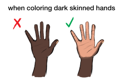 starheartshooter: okay so I’ve seen a lot of artists,including myself, make this common mistake of coloring the palm of  a hand(and the sole of a foot) as the same color as the person’s skin tone. but in fact ,palms and soles are a different color