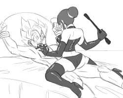   Anonymous said to funsexydragonball: I hope we get to see some Gochi smut with Chi Chi being a Dom.  Cell did say seven days. I hope she uses them wisely.