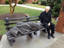 xekstrin:  nitro-nova:  A new religious statue in the town of Davidson, N.C., is unlike anything you might see in church. The statue depicts Jesus as a vagrant sleeping on a park bench. St. Alban’s Episcopal Church installed the homeless Jesus statue
