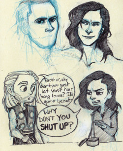 I remain convinced that the only reason we never see Loki&rsquo;s hair down and un-slicked (( save for when he doesn&rsquo;t have access to product and it&rsquo;s all nasty/stringy)) is because when it&rsquo;s down and healthy, it only serves to make