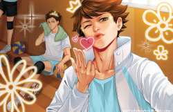 meltedicecubes:  Oikawa selfie #520 New print for Fanime (I’ll be at table #813)! I actually poured all my love for Oikawa into this print, can you feel it 