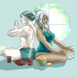 scribble-freak:A peaceful moment with some silver haired babes for femslash february. 