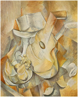 ilovetocollectart:  Georges Braque - Guitar and Fruit Dish, 1909, oil on canvas, 73 x 60 cm 