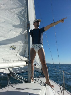 midpes:  Hit 500! So as promised! Back in Diapers for another week. My “brothers” wanted to make it up to me though. So they took me sailing. I was excited. Until they pulled out these printed diapers and changed me on the boat!  They left me without