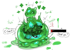 keijimatsu:  roymccloud:  ALL HAIL THAT IS SLIME BOSS.An OC collaboration deal between @keijimatsu and m’selph.Give him a follow if you already haven’t. He strems a lotta shet.  schlorp 