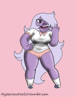 mysteriousfoxgirl:  heres Amethyst in the Japanese gym uniform. I really didn’t take much time to color it though. Next is Pearl when I get to it.
