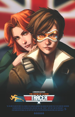 denimcatfish:  Danger Zone   Doing a series of 80s/90s movie/tv show posters with Overwatch characters. This one is Tracer based on Top Gun.: 