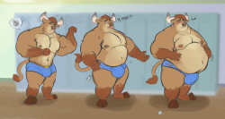 dogdazed:Results of a twitter poll, voting muscle to fat. I was nice and let him keep the muscle.