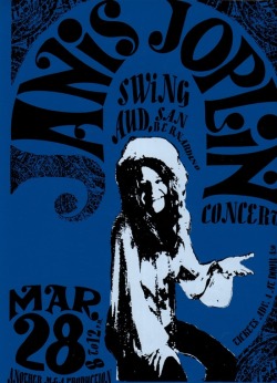 theswinginsixties:  Janis Joplin concert poster, 1969.