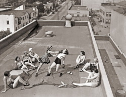 c-ornsilk:    Women boxing on a roof, circa