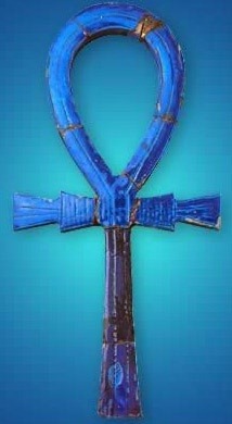 themagicfarawayttree:  An early Ankh amulet made of Lapis Lazuli the Ancient Egyptian symbol for everlasting love and enduring through time.   This is a lovely blue color….