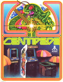 it8bit:  Classic Ads: Centipede Centipede is a vertically-oriented shoot ‘em up arcade game produced by Atari in 1981. The game was designed by Ed Logg along with Dona Bailey, one of the few female game programmers in the industry at this time. The