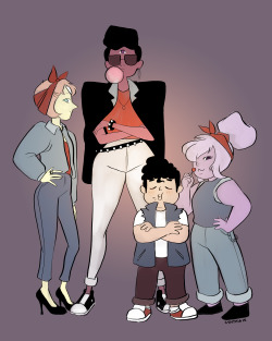 bao-haus:  virginankles:  greaser crystal gems for @bao-haus hnnn  MY DREAM COME TRUE &lt;333333333 I love you cynthia this is beautiful and everything i could’ve asked for 