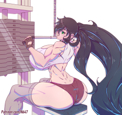 night647: Tomoko working outAdult Tomoko after finishign highschool, working out trying to be popular, but seems she may have overdid it a little? seems those suplements where a bit too powerfull, will she be able to get popular like this? Tomoko from