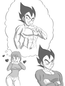  Anonymous asked funsexydragonball: Some people draw Vegeta like some sex god, and other ones make him a little prude and shy&hellip; whats your opinion?  I like to see both, actually. Sure I love the &ldquo;ultimate sex god, Vegeta&rdquo; fanart but