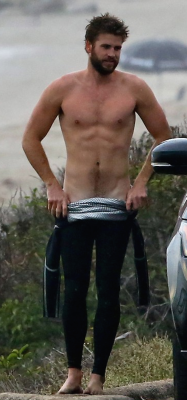 mynewplaidpants:  Liam Hemsworth went surfing
