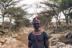 Samburu Warriors by  Dirk Rees.The Samburu people are a semi-nomadic tribe whose livelihood is dependent on the cattle, sheep and goat they raise. There is estimated to be 150,000 Samburu people living in the central Rift Valley of Kenya.Distinct social