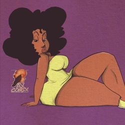 axart:  Shout out to the thick girls that rock they natural hair. #axcomix #thicktoons #naturalhair #thickthighssavelives #afro #blackgirlsrock 