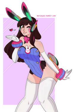merunyaa:I bunny-fied D.Va’s bodysuit 8) and since I know you guys will ask for it, here’s the diapered version ! 