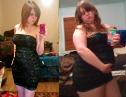 from-thin-to-fat:  Heyooooo ~ Y’all would not believe what it took to squeeze into that dress. New picture is from today, old one I’d have to guess is from around 2010. 
