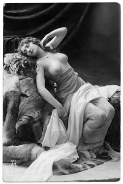 No boudoir set is complete without a woman in diaphanous draperies posing languidly atop a dead animal. For all our valued customers who really want people to know they have more money than taste.
